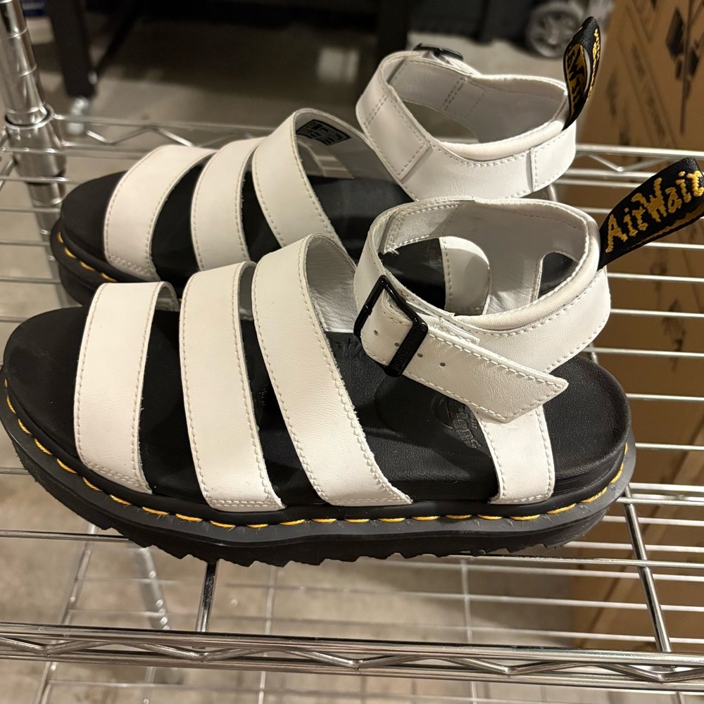 Dr. Martens White and Black Platform Fisherman Sandals - Picture 3 of 6